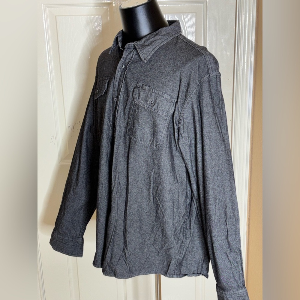 Wrangler Mens Flex for Comfort Long Sleeve Button Up Denim Shirt Black Mens 2XL - Picture 2 of 8